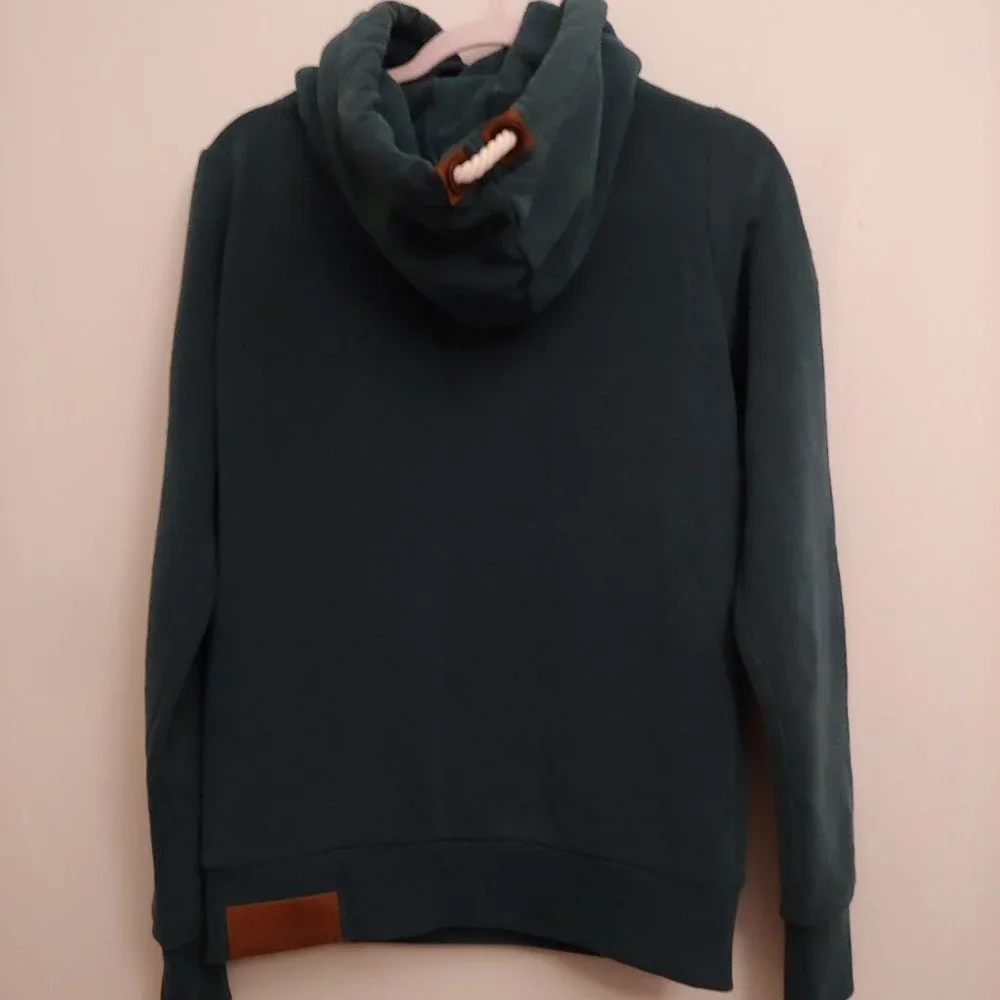 Naketano Brave New World Thick Teal Coastal Cowl Neck Pullover Hoodie Medium - Picture 10 of 14